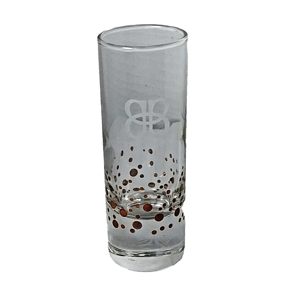 Bailey's Gold Confetti Double Shot Glass 2 oz 4 In Tall  Weighted Bottom Clear‎